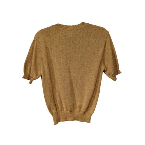 Vintage Southern Lady Women's Size Medium Gold Short Sleeve Knit Sweater - Picture 5 of 7